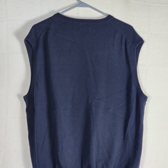 Chaps Navy Blue Grey Logo 100 Cotton V-Neck Sleeveless Sweater Vest Size XXL - Picture 8 of 16